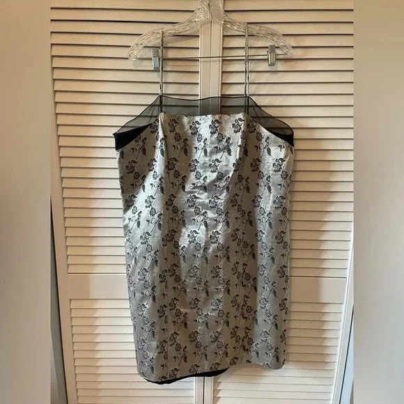 Vintage Y2K Silver Black Metallic Size 18 Mini Dress Onxy Nite Sheath Sleeveless - Picture 4 of 13